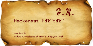 Heckenast Máté névjegykártya